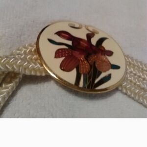 Vintage America Cream and Silver Stretch Belt